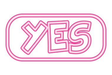 Evet neon beyaz arka plan düğmesini