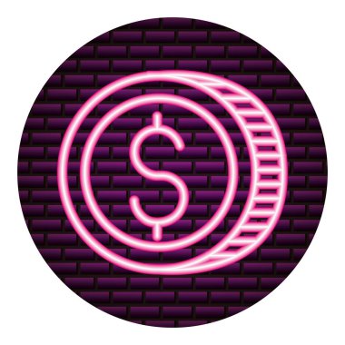 para sikke neon tuğla duvar vektör çizim vektör çizim