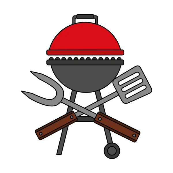 Barbacoa parrilla espátula y tenedor — Vector de stock