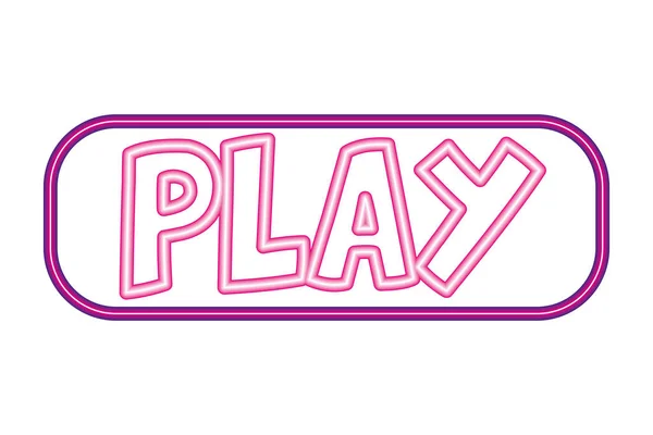 Play düğmesi neon beyaz arka — Stok Vektör