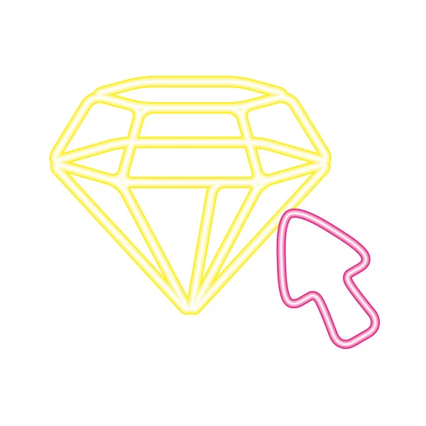 Diamante seta neon jogo de vídeo — Vetor de Stock