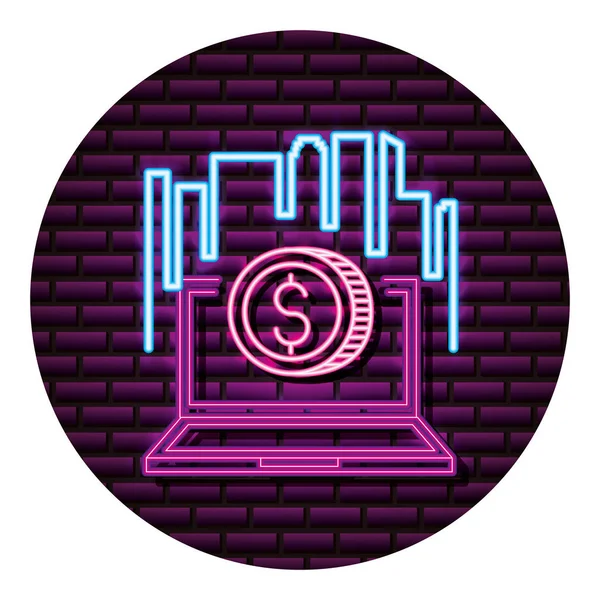 Laptop para neon video oyunu duvar