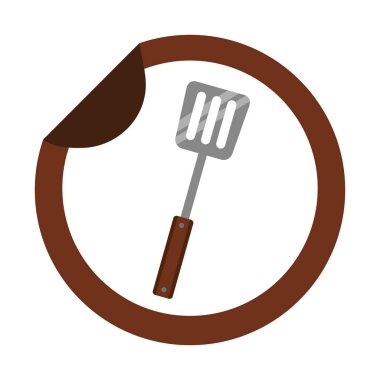 spatula kap mutfak etiket üzerinde beyaz arka plan vektör çizim