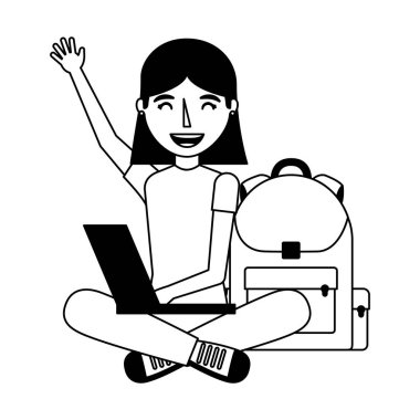 dizüstü bilgisayar ve sırt çantası okul kızla