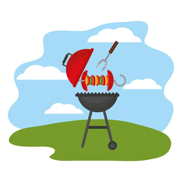 Brochette barbecue grill et fourchette — Image vectorielle