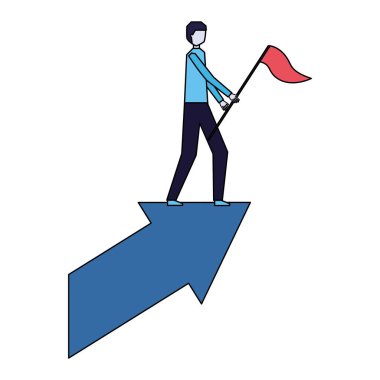 işadamı oku büyüme üzerinde bayrak ile