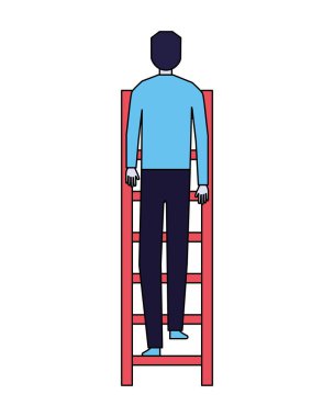 işadamı tırmanma merdivenleri arka plan beyaz