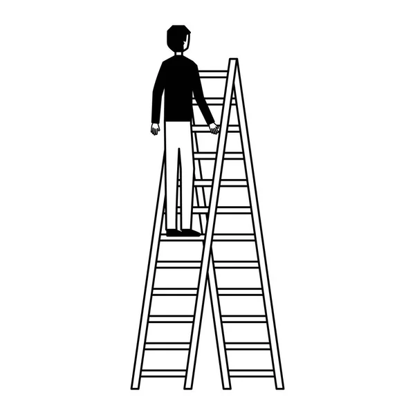 Hombre de negocios subir escaleras fondo blanco — Vector de stock