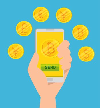 Bitcoin para birimi smartphone bağlantı sanal