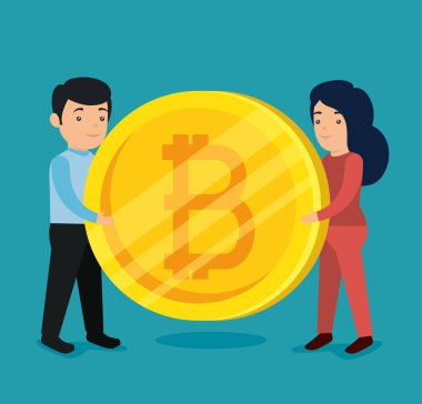 kadın ve erkek bitcoin elektronik para ile