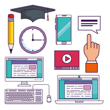 Set e-Öğrenim belgesi çalışma eğitim teknolojisi