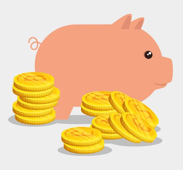 Świnia z waluty bitcoin finansowych międzynarodowych — Wektor stockowy