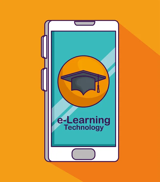 Smartphone technology with elearning education to study — Stock Vector