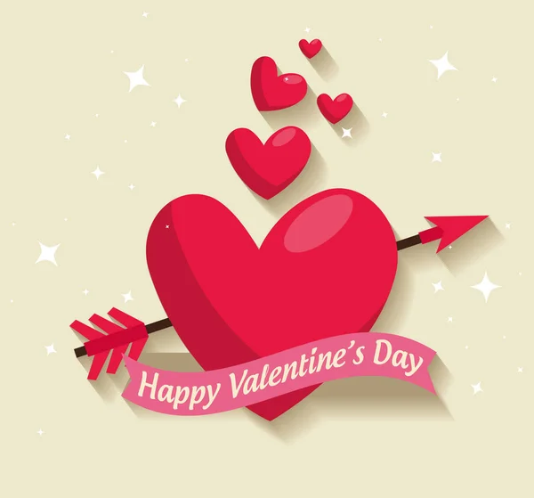 Hart met pijl naar de viering van de dag van de Valentijnskaart — Stockvector