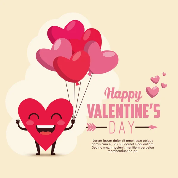 Corazón masculino con corazones globos a la celebración de San Valentín — Vector de stock