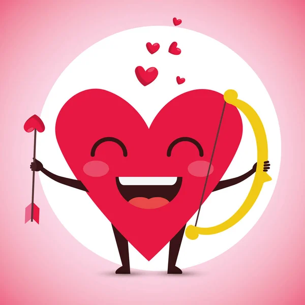 Чоловіче щасливе серце зі стрілою і дугою в день Святого Валентина — стоковий вектор