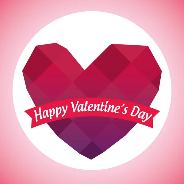 Hppy giorno di San Valentino con cuore diamante decorazione — Vettoriale Stock