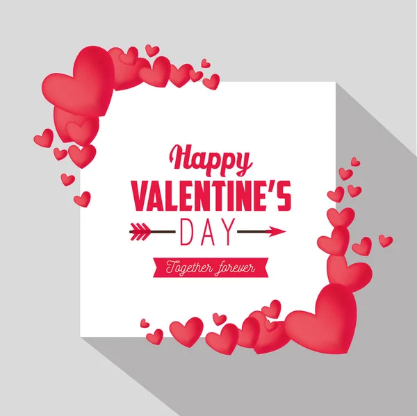 Valentine love card with hearts decoration — Stock Vector