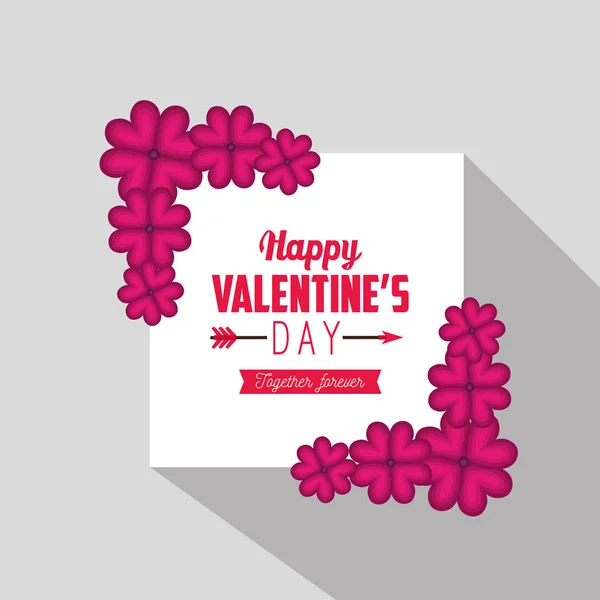 Valentine love karta s květiny dekorace — Stockový vektor