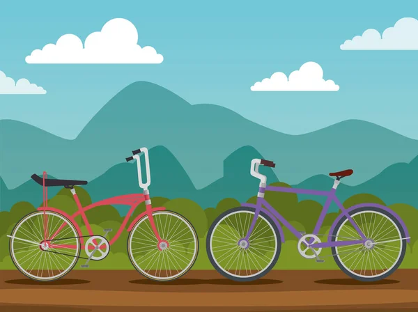 Bicicletas veículo de transporte com pétala e assento — Vetor de Stock