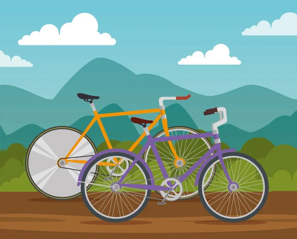 Bicyclettes style de vie véhicule de transport à monter — Image vectorielle