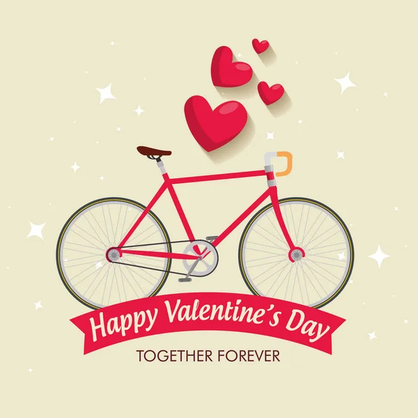 Festa di San Valentino con veicolo per bicicletta — Vettoriale Stock