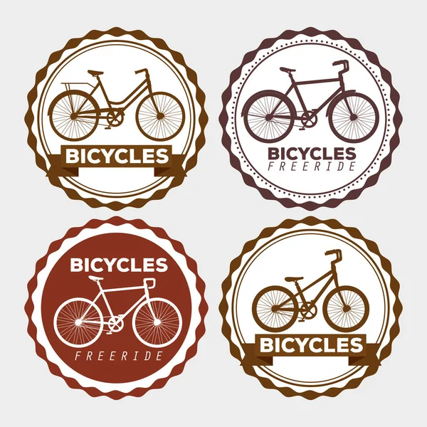 Conjunto de bicicleta emblema diseño transporte — Vector de stock