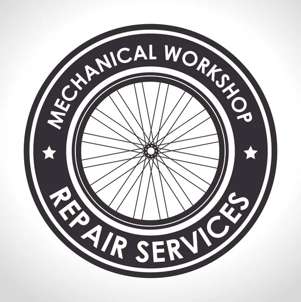 Emblème de vélo à réparation mécanique atelier — Image vectorielle