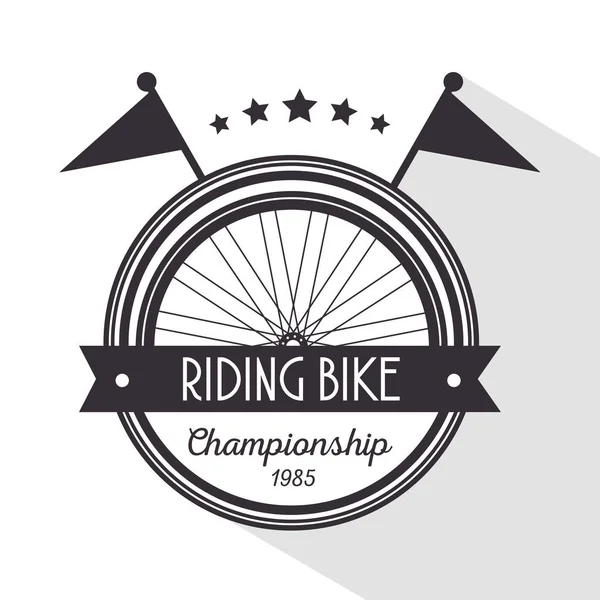 Bicycle emblem to champion ship sport — Stock Vector