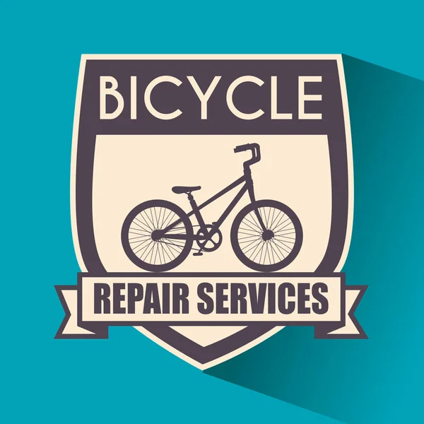 Emblema de bicicleta com esporte de serviço de reparação — Vetor de Stock