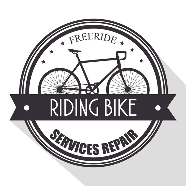 Emblème de magasin de vélo avec réparation de service — Image vectorielle