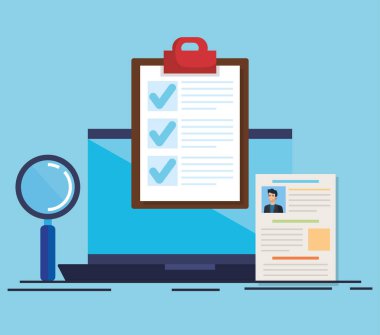 Özgeçmiş büyüteç ile Laptop