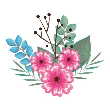 Güzel çiçekler ve yapraklar.