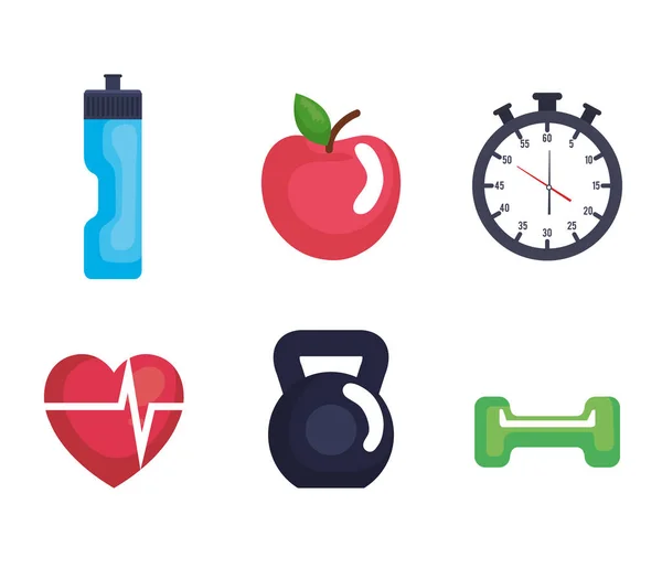 Estilo de vida fitness iconos establecidos — Vector de stock