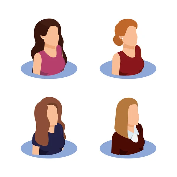 Group of businesswomen avatars characters — Stock Vector