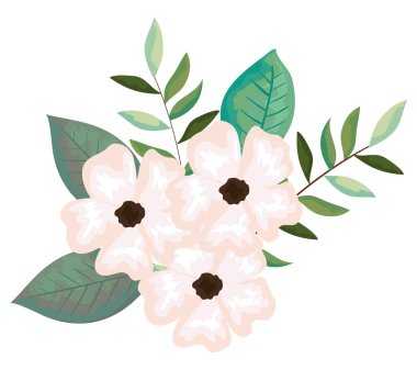 Güzel çiçekler ve yapraklar.