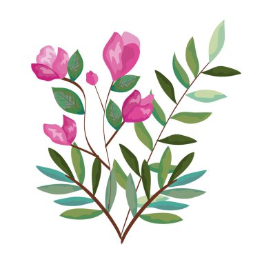 Güzel çiçekler ve yapraklar.