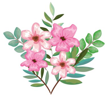 Güzel çiçekler ve yapraklar.