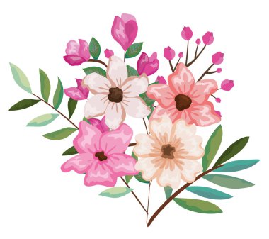 Güzel çiçekler ve yapraklar.