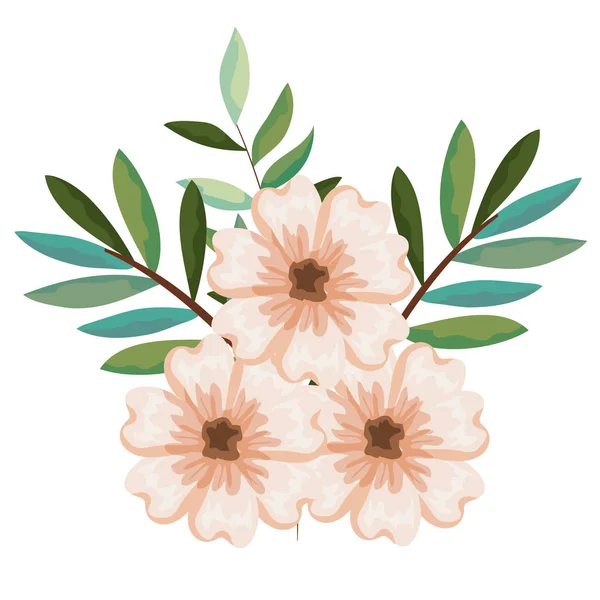 Belas flores e folhas decoração — Vetor de Stock