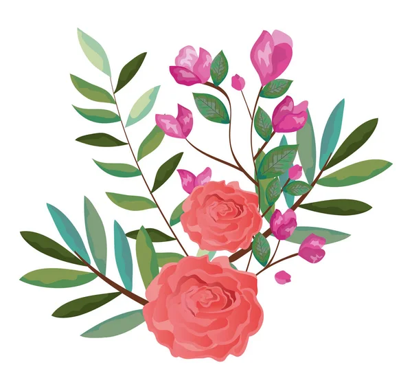 아름 다운 rosebush 장식 아이콘 — 스톡 벡터