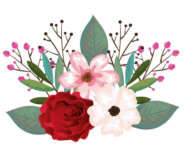 Hermoso icono de decoración de rosal — Archivo Imágenes Vectoriales