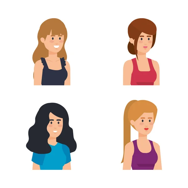 Персонажи аватаров для девочек — стоковый вектор