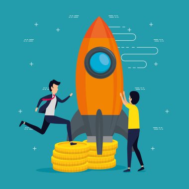 Erkekler iş çalışması roket ve para ile