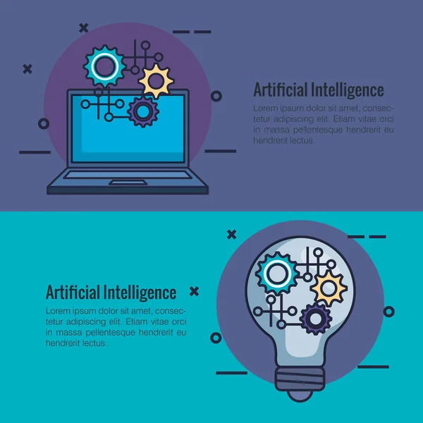 Artificial intelligence infographic icons — Stock Vector