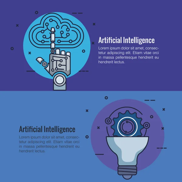 Icone infografiche di intelligenza artificiale — Vettoriale Stock