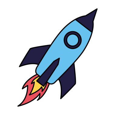 Beyaz arka plan üzerinde başlatma roket