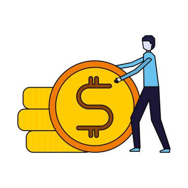 sikke yığını para tutan işadamı