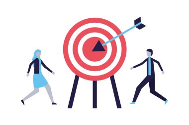 iş erkek ve kadın hedef strateji vektör çizim