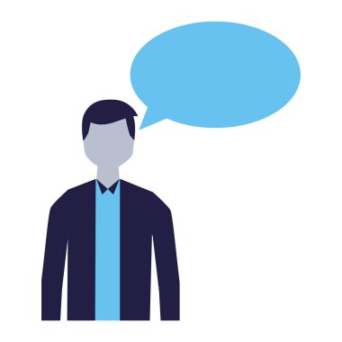 adam konuşma balonu konuşmak beyaz arka plan